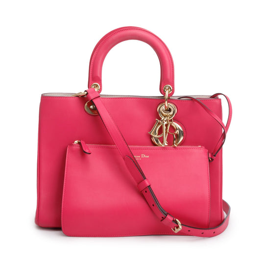 Christian Dior Pink Calfskin Leather Medium Diorissimo Tote Rovelle Bags