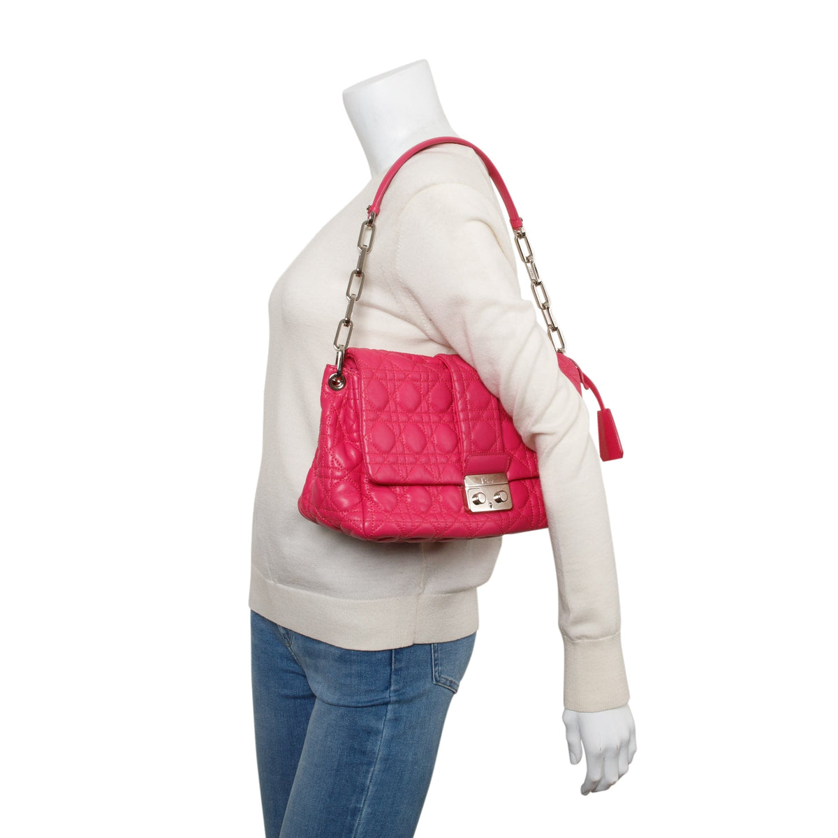 Christian Dior Pink Cannage Calfskin Leather New Lock Flap Bag Rovelle Bags