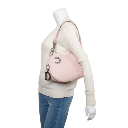 Christian Dior Pink Cannage Lambskin Leather Small D Charm Hobo Rovelle Bags