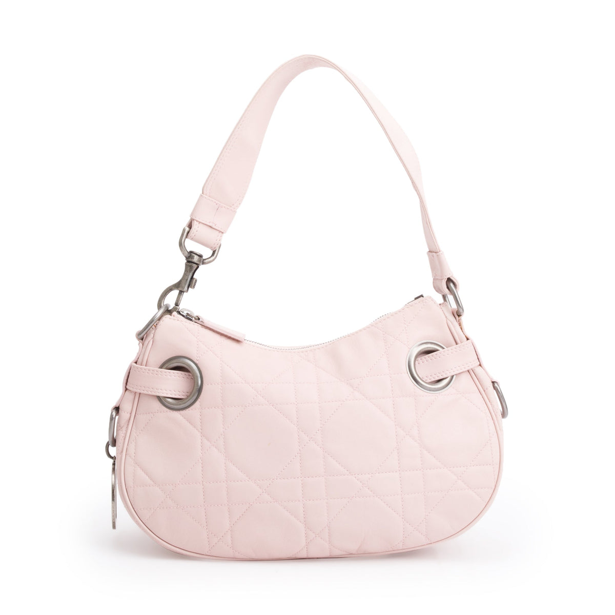 Christian Dior Pink Cannage Lambskin Leather Small D Charm Hobo Rovelle Bags