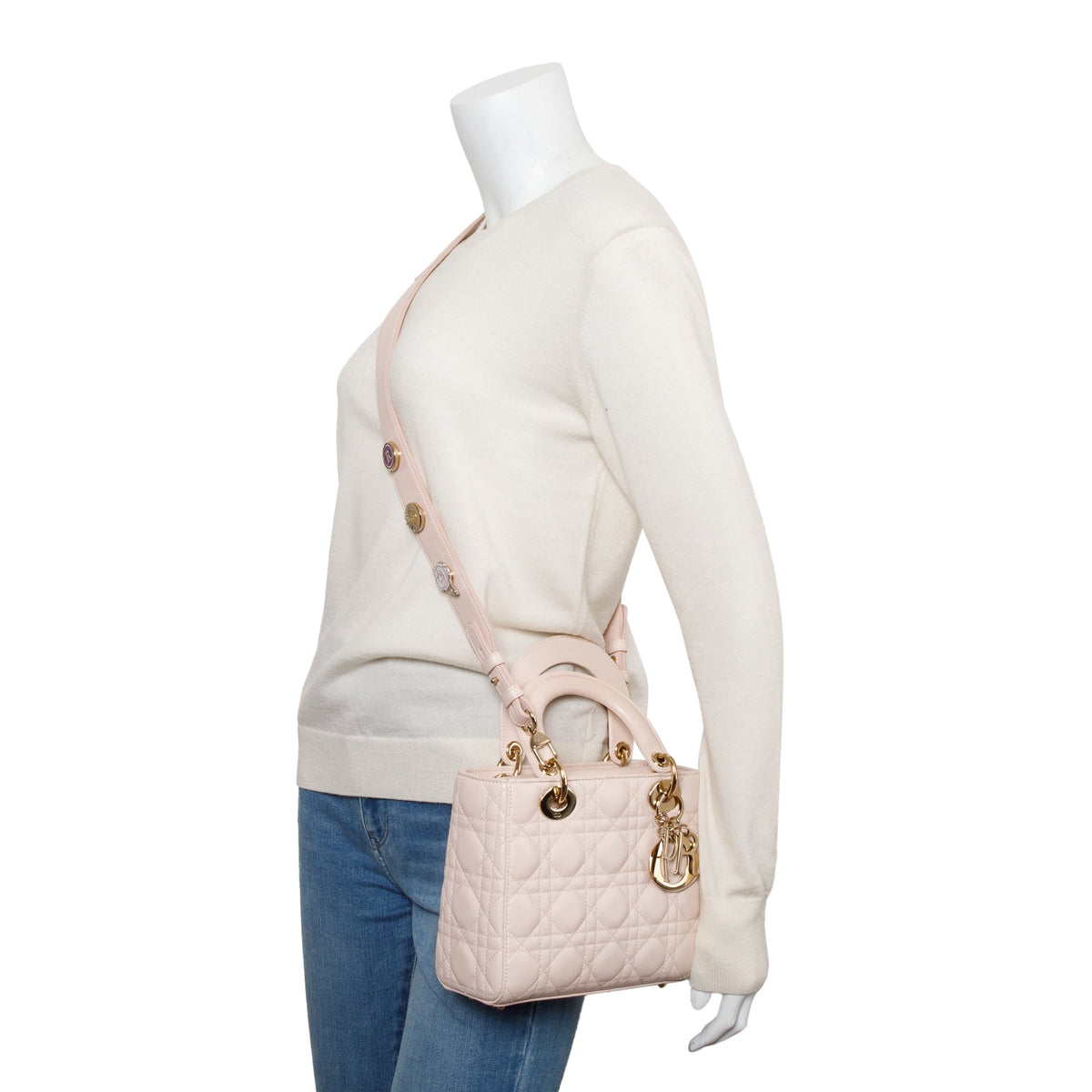 Christian Dior Pink Cannage Lambskin Leather Small Lady Dior My AbCDior Bag Rovelle Bags