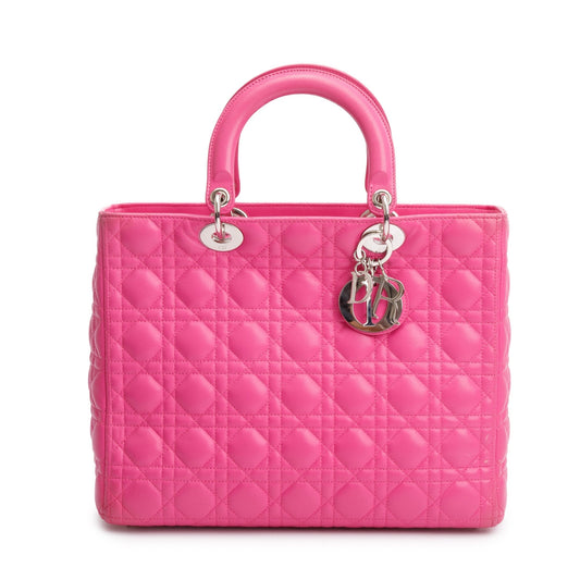 Christian Dior Pink Cannage Leather Large Lady Dior Bag Rovelle Bags