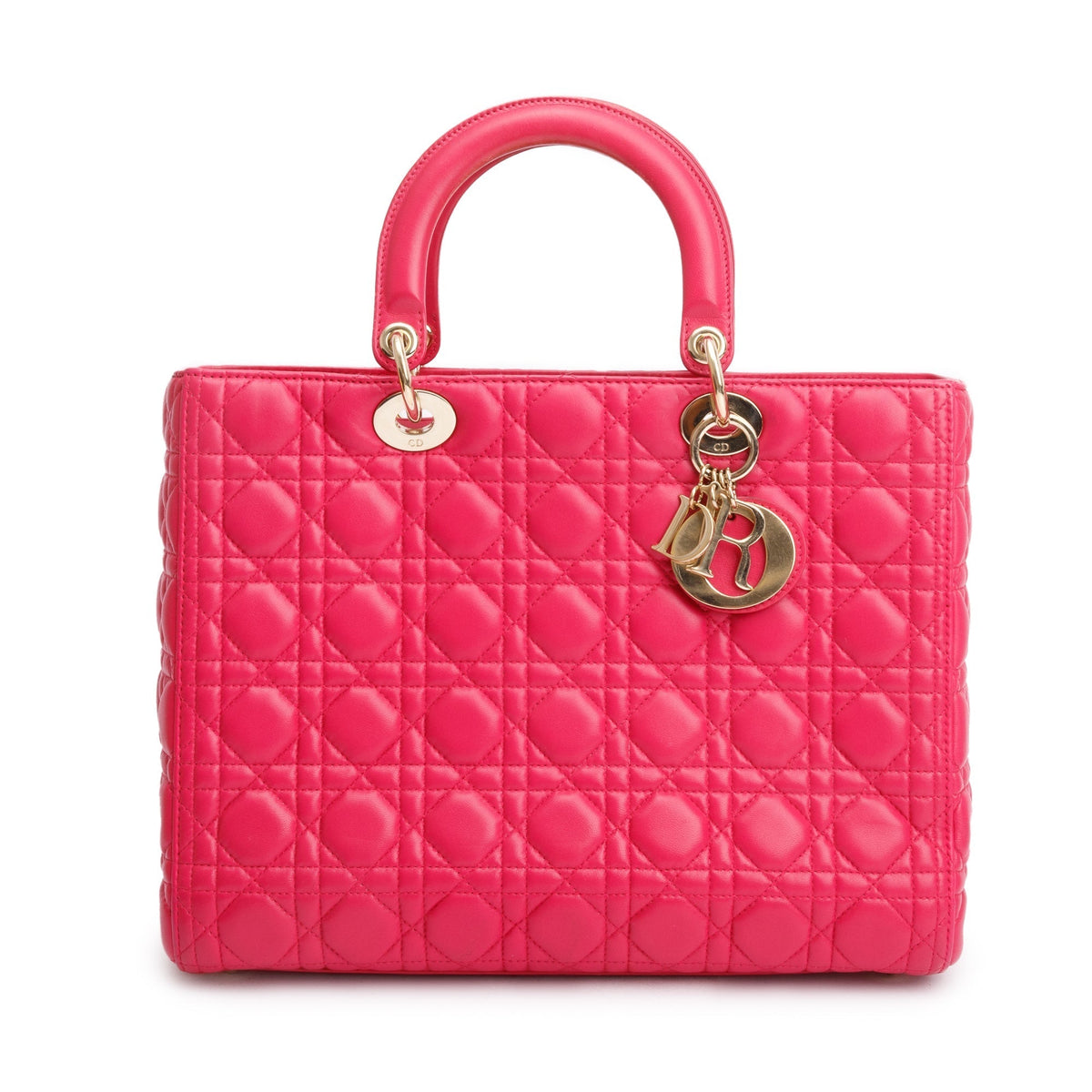 Christian Dior Pink Cannage Leather Large Lady Dior Bag Rovelle Bags