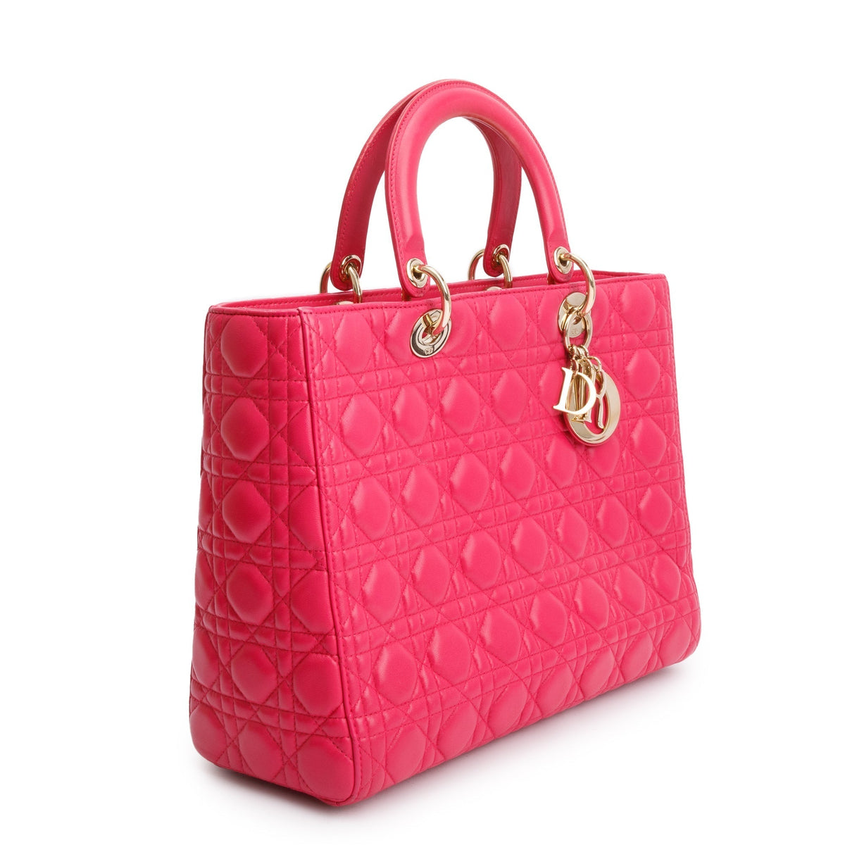 Christian Dior Pink Cannage Leather Large Lady Dior Bag Rovelle Bags