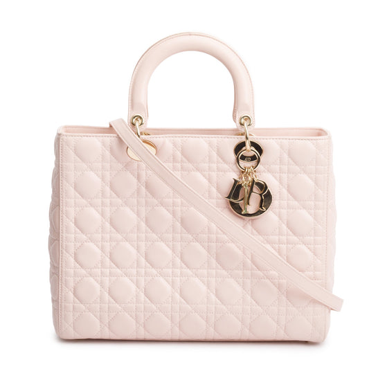 Christian Dior Pink Cannage Leather Large Lady Dior Bag Rovelle Bags