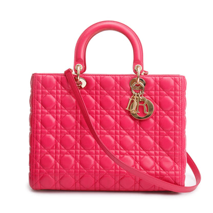 Christian Dior Pink Cannage Leather Large Lady Dior Bag Rovelle Bags