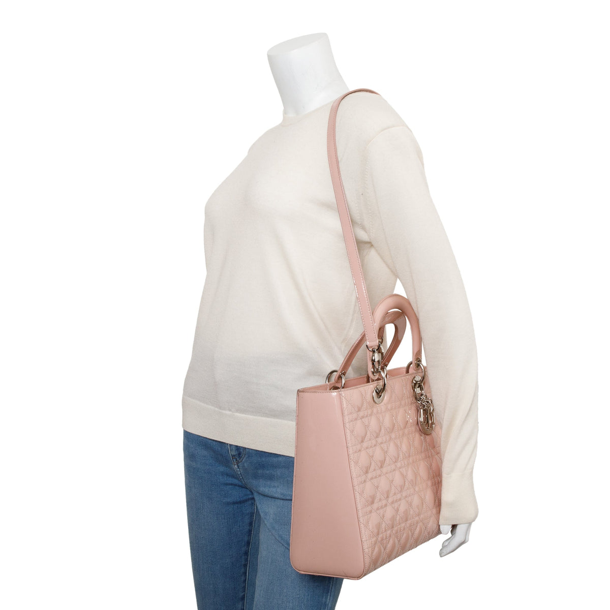 Christian Dior Pink Cannage Patent Leather Large Lady Dior Bag Rovelle Bags