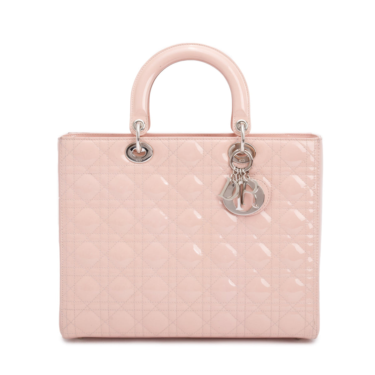 Christian Dior Pink Cannage Patent Leather Large Lady Dior Bag Rovelle Bags