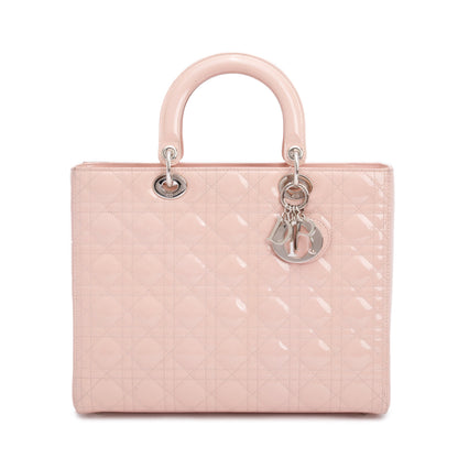 Christian Dior Pink Cannage Patent Leather Large Lady Dior Bag Rovelle Bags