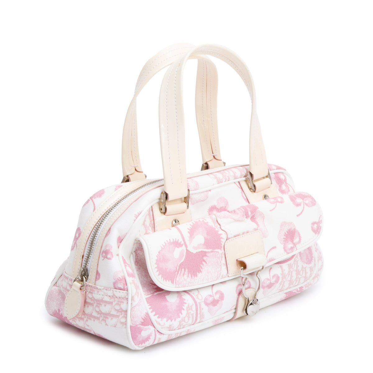 Christian Dior Pink Diorissimo Cherry Blossom Canvas Girly Satchel Bag Rovelle Bags