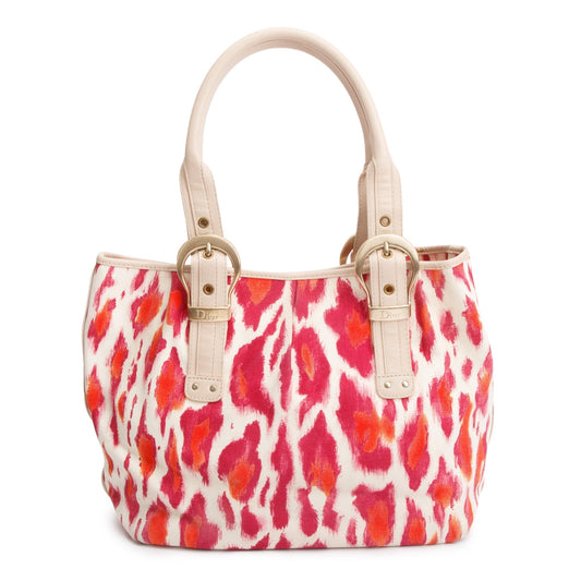 Christian Dior Pink Multicolor Printed Canvas Buckle Tote Bag Rovelle Bags