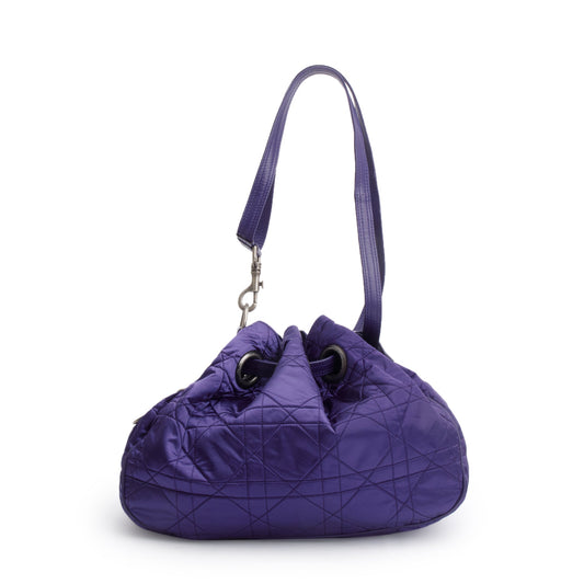 Christian Dior Purple Satin Cannage Drawstring Bag Rovelle Bags