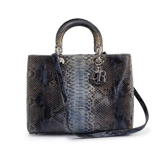 Christian Dior Python Large Lady Dior Bag Rovelle Bags