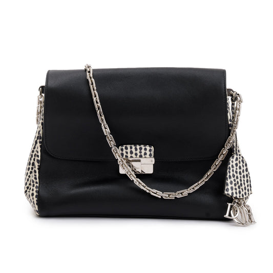 Christian Dior Python-Trimmed Black Calfskin Leather Large Diorling Bag Rovelle Bags