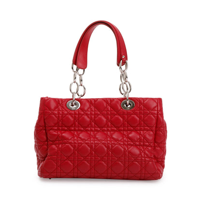 Christian Dior Red Cannage Calfskin Leather Medium Lady Dior Soft Shopping Tote Rovelle Bags
