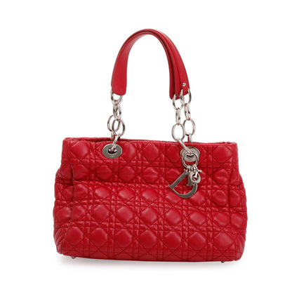 Christian Dior Red Cannage Calfskin Leather Medium Lady Dior Soft Shopping Tote Rovelle Bags