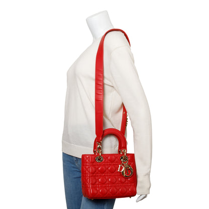 Christian Dior Red Cannage Lambskin Leather Small Lady Dior My AbCDior Bag Rovelle Bags