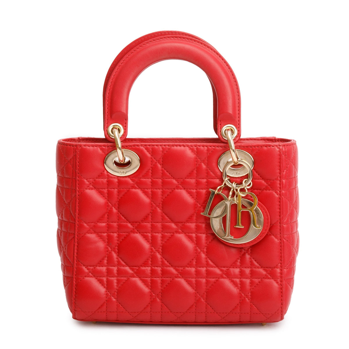 Christian Dior Red Cannage Lambskin Leather Small Lady Dior My AbCDior Bag Rovelle Bags