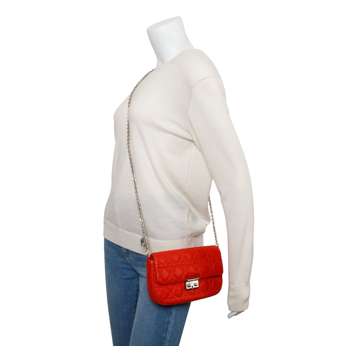 Christian Dior Red Cannage Leather Miss Dior Promenade Chain Bag Rovelle Bags