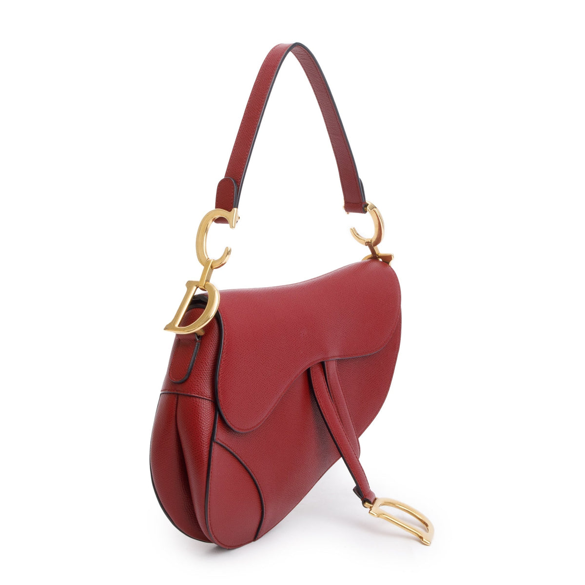 Christian Dior Red Grained Calfskin Leather Saddle Bag Rovelle Bags