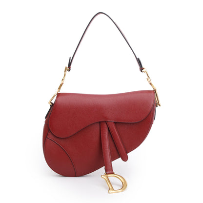 Christian Dior Red Grained Calfskin Leather Saddle Bag Rovelle Bags