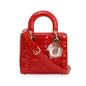 Christian Dior Red Patent Cannage Leather Small Lady Dior Bag Rovelle Bags