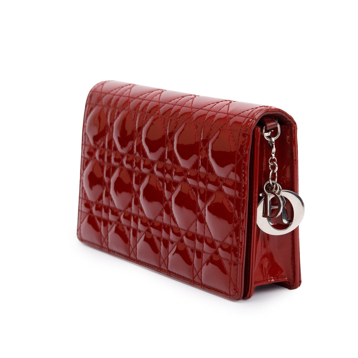 Christian Dior Red Patent Leather Lady Dior Chain Pouch Rovelle Bags