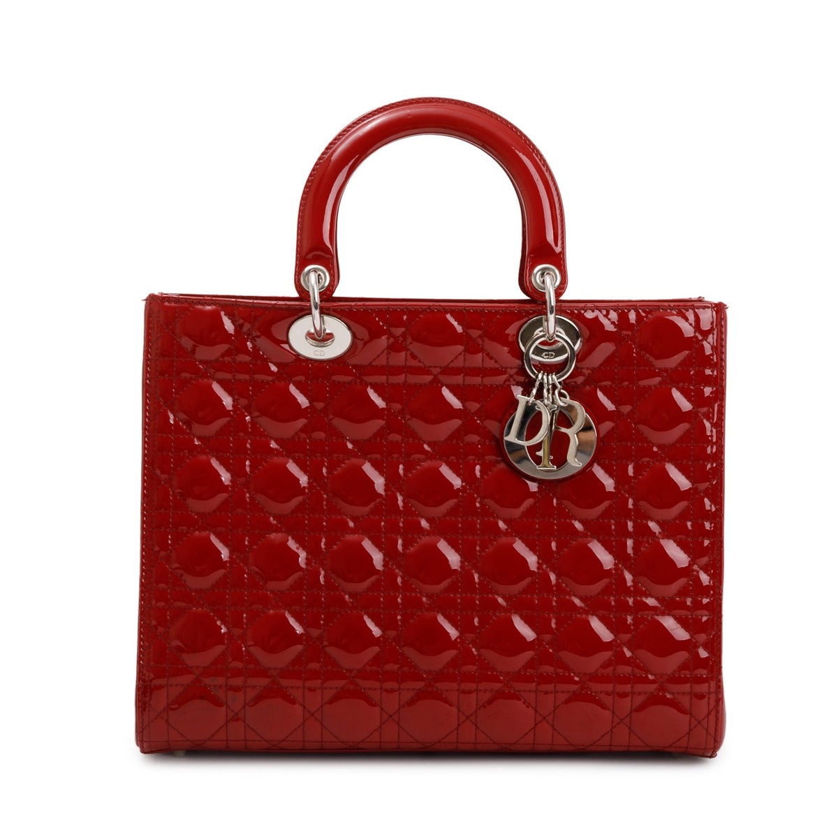 Christian Dior Red Patent Leather Large Lady Dior Bag Rovelle Bags