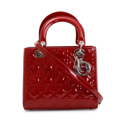 Christian Dior Red Patent Leather Medium Lady Dior Bag Rovelle Bags