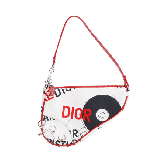 Christian Dior Red/White Printed Canvas Hardcore Mini Saddle Bag Rovelle Bags