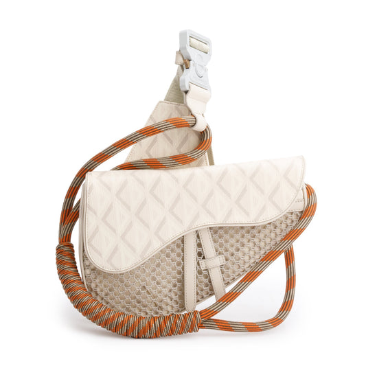 Christian Dior White CD Diamond Coated Canvas Nautic Saddle Crossbody Bag Rovelle Bags