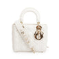 Christian Dior White Cannage Leather Small Lady Dior Bag Rovelle Bags