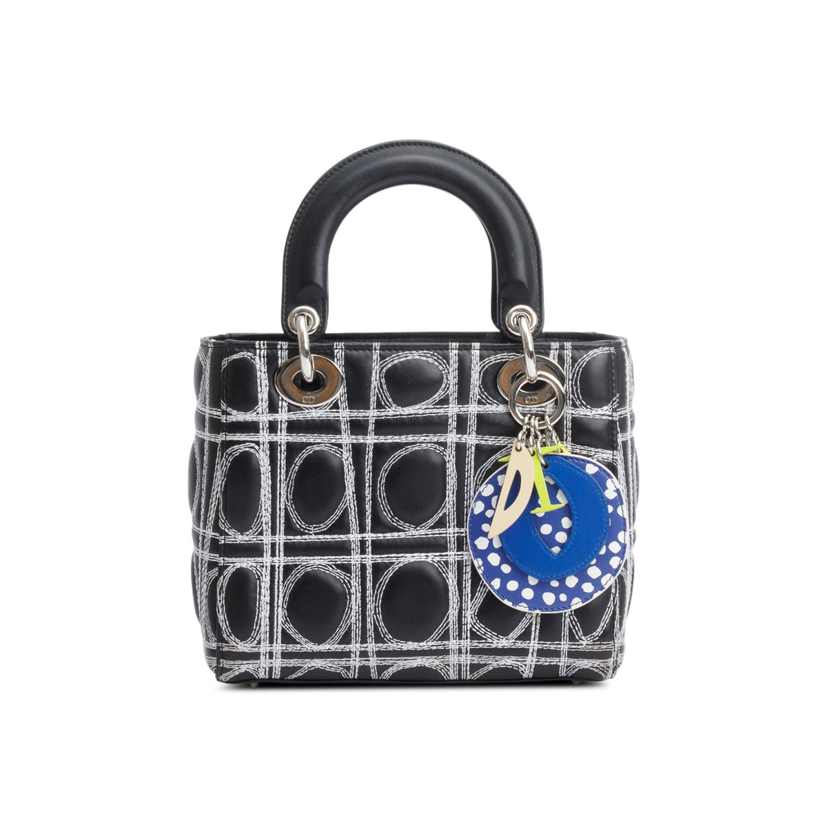 Christian Dior X Daniel Gordon Black Cannage Lambskin Leather Small Lady Dior Art Bag Rovelle Bags