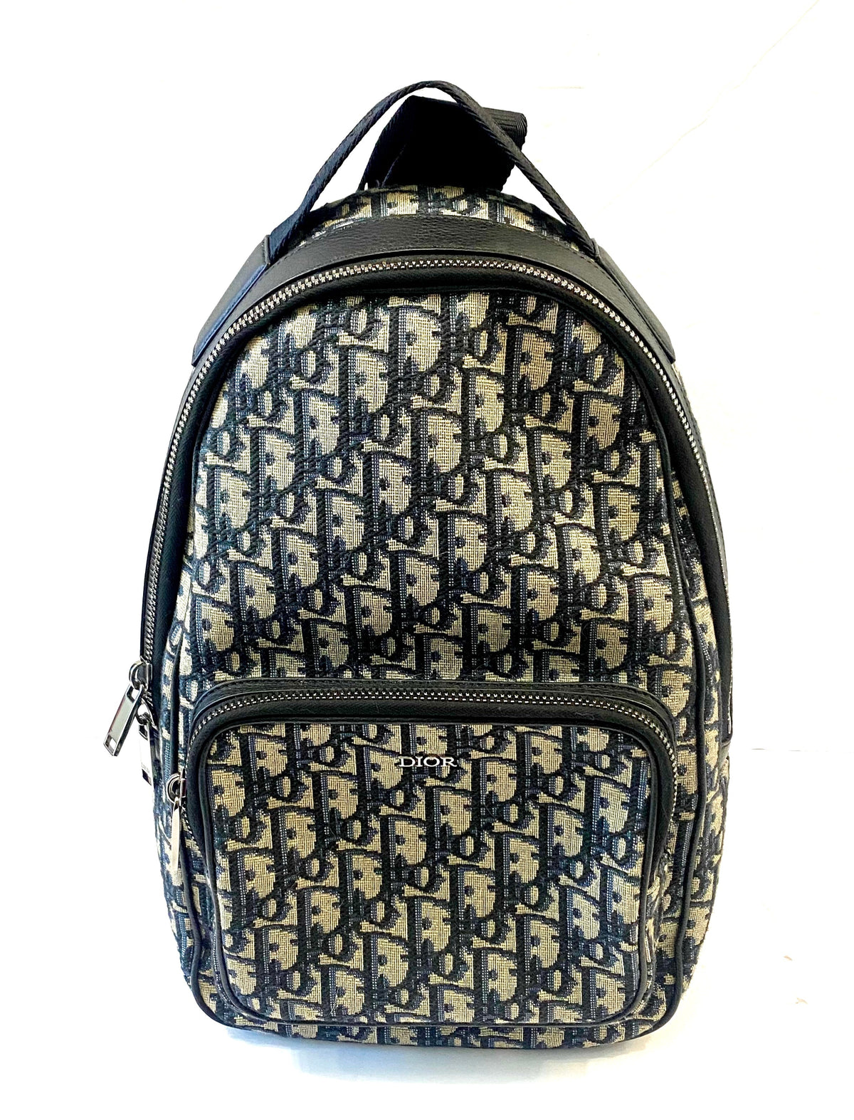 CHRISTIAN DIOR ZIP AROUND CANVAS BLUE OBLIQUE SLING BACKPACK Rovelle Bags