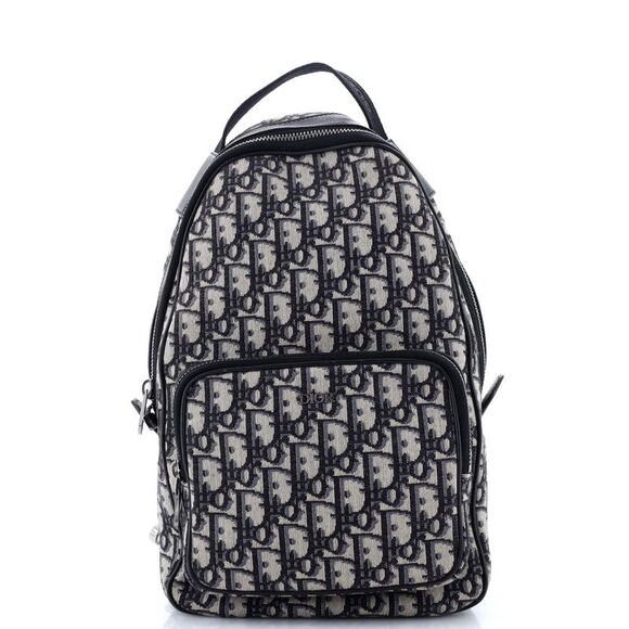 CHRISTIAN DIOR ZIP AROUND CANVAS BLUE OBLIQUE SLING BACKPACK Rovelle Bags