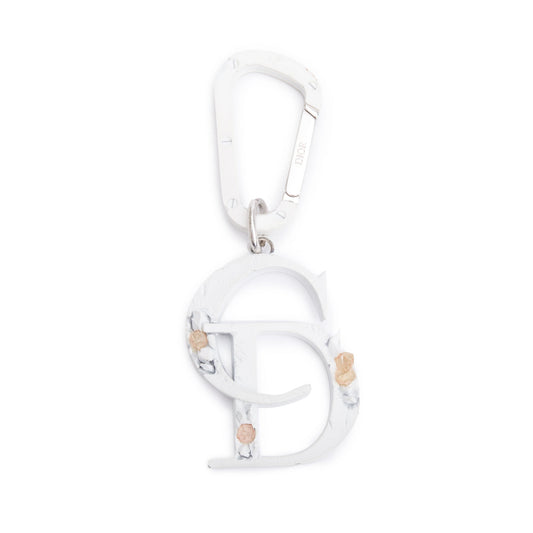 Christian Dior x Daniel Arsham White Silver Finished Metal CD Bag Charm Key Ring Rovelle Bags