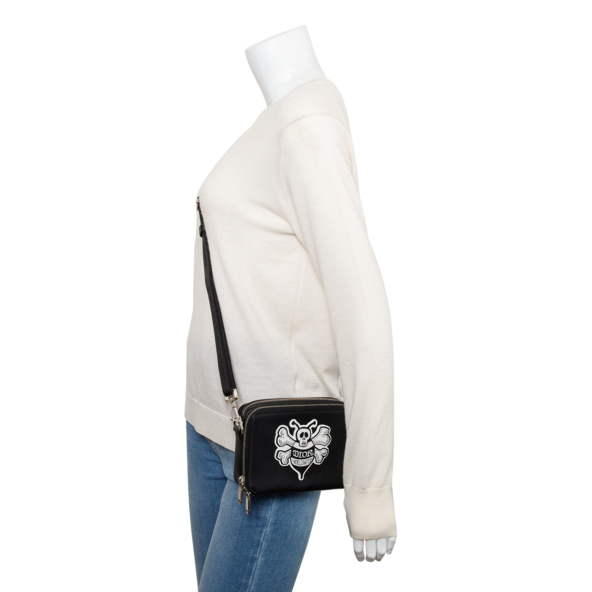 Christian Dior x Shawn Stussy Black Calfskin Leather Double Zip Crossbody Bag Rovelle Bags