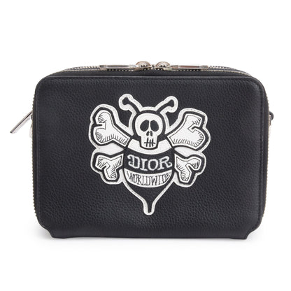 Christian Dior x Shawn Stussy Black Calfskin Leather Double Zip Crossbody Bag Rovelle Bags