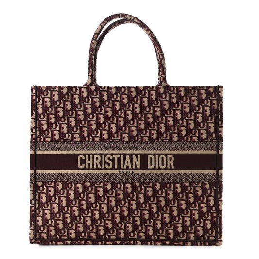 CHRISTIAN DIOR LARGE BURGUNDY BOOK TOTE BAG Rovelle Bags