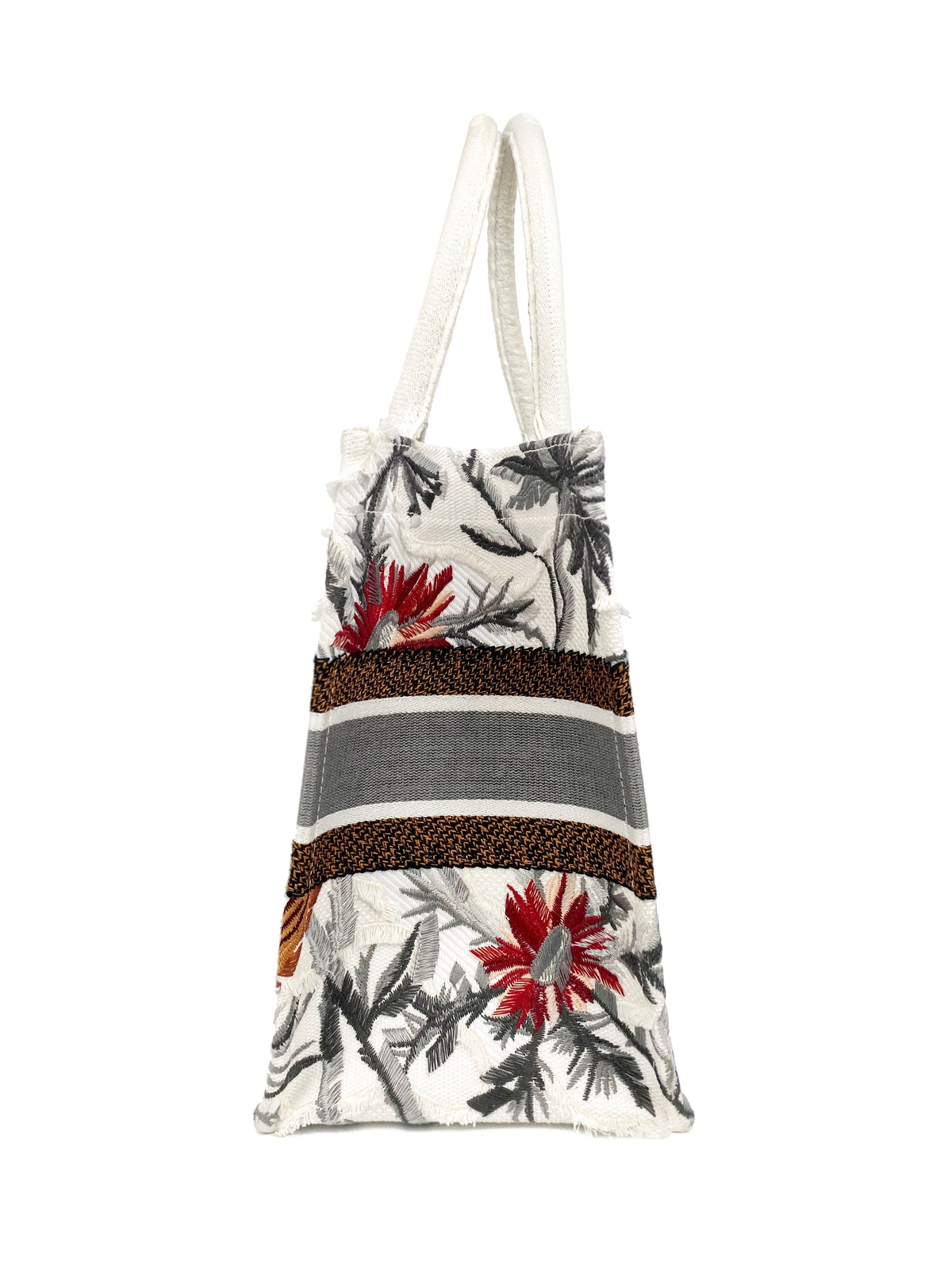 Christian Dior White Limited Edition Flower Accents Book Tote Rovelle Bags