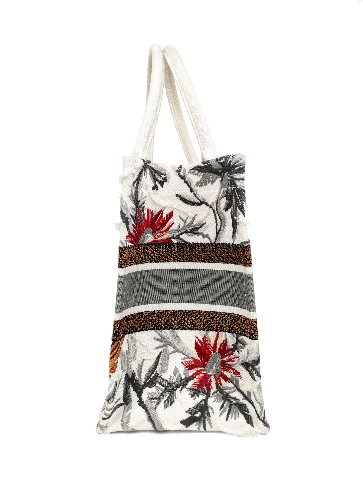 Christian Dior White Limited Edition Flower Accents Book Tote Rovelle Bags