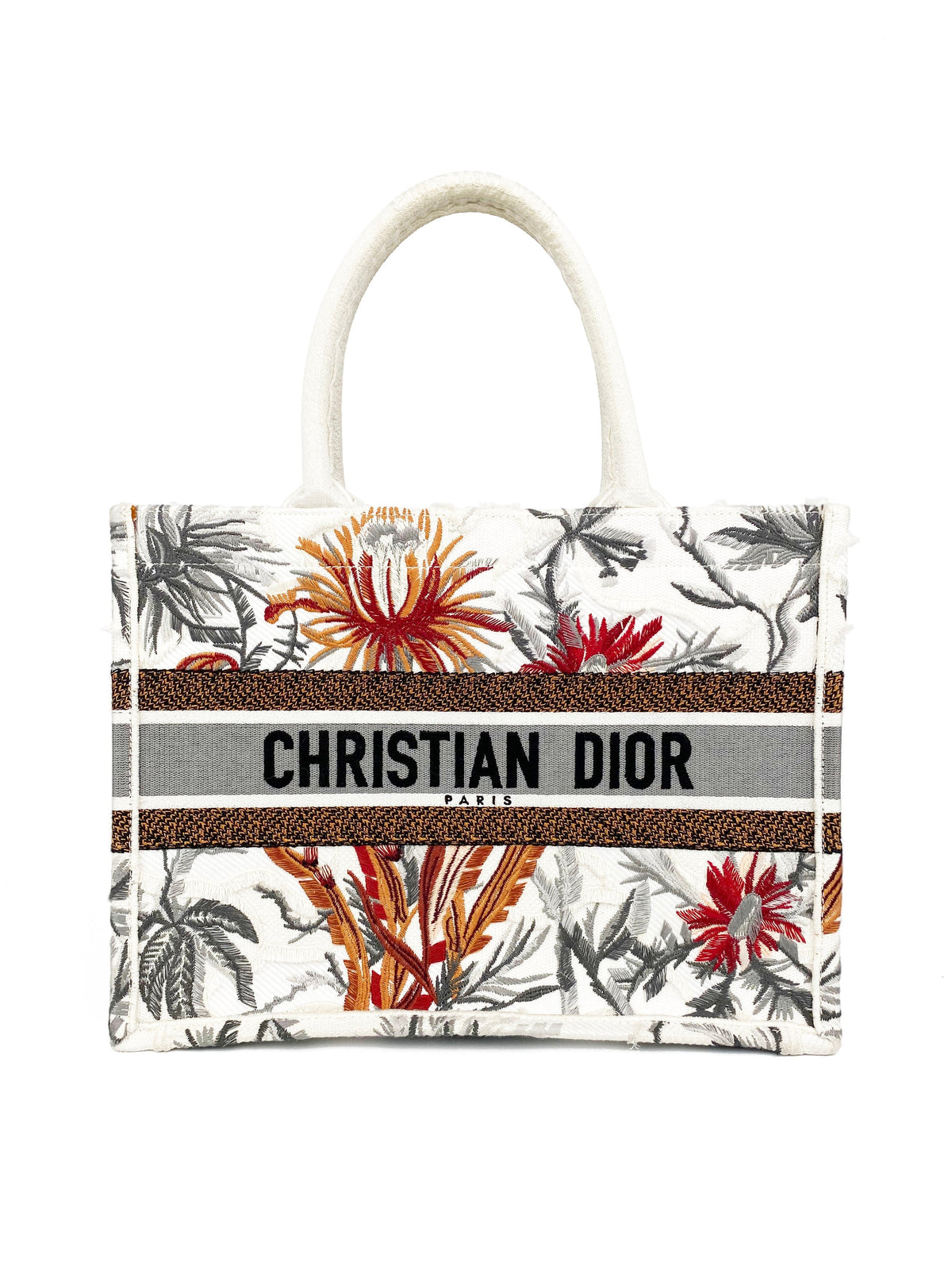 Christian Dior White Limited Edition Flower Accents Book Tote Rovelle Bags