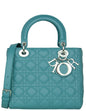 Christian Dior Blue Leather Cannage Quilted Medium Lady Dior Bag Rovelle Bags