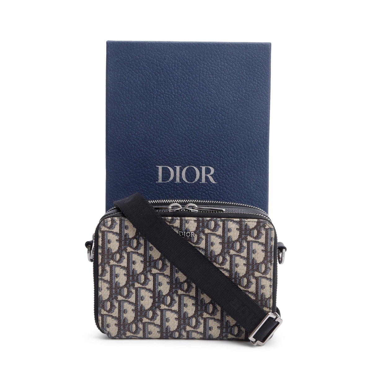 Christion Dior 2023 Oblique Jacquard Zipped Pouch Crossbody Rovelle Bags