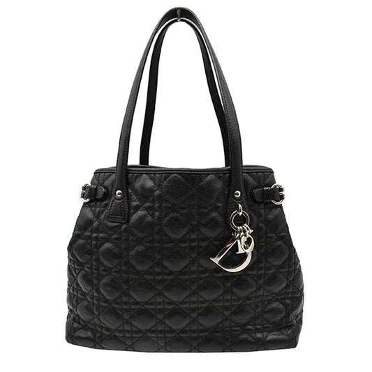 CHRISTIAN DIOR Panarea Quilted Cannage Rosato Canvas Tote Bag Black Rovelle Bags