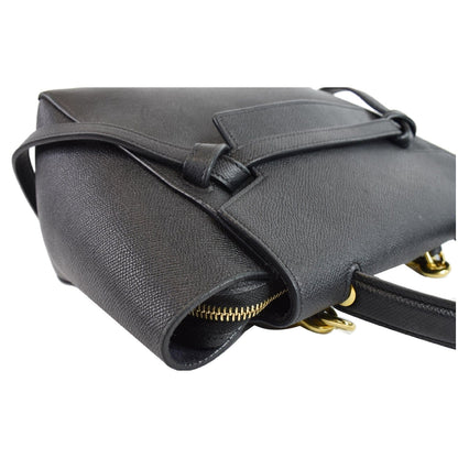 CELINE Micro Belt Grained Calfskin 2Way Shoulder Bag Black