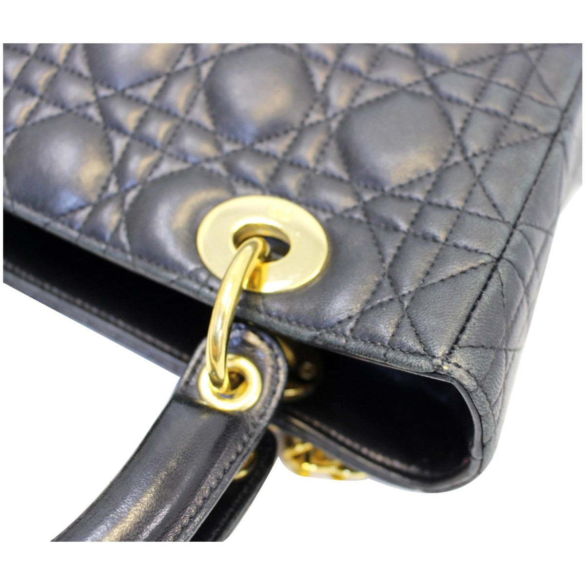 CHRISTIAN DIOR Mini Lady Dior Lambskin Cannage Satchel Bag Black Rovelle Bags