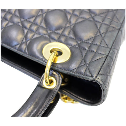 CHRISTIAN DIOR Mini Lady Dior Lambskin Cannage Satchel Bag Black Rovelle Bags