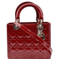 CHRISTIAN DIOR Medium Lady Dior Cannage Patent Leather Shoulder Bag Red Rovelle Bags