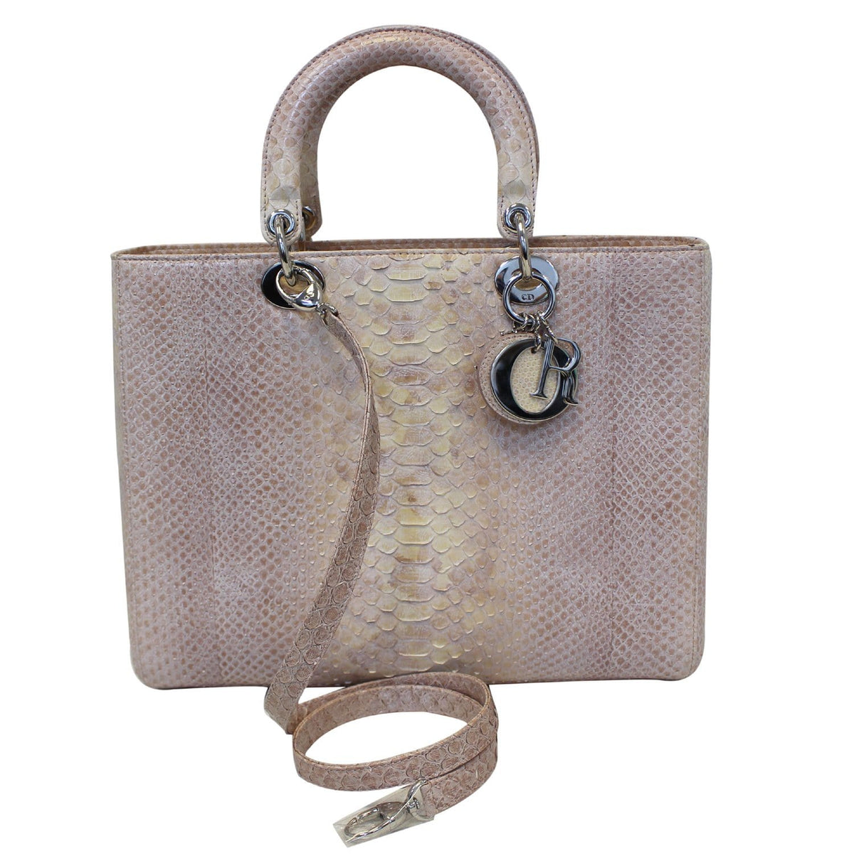 Christian Dior Lady Dior Large Python Shoulder Bag Blush Pink Rovelle Bags